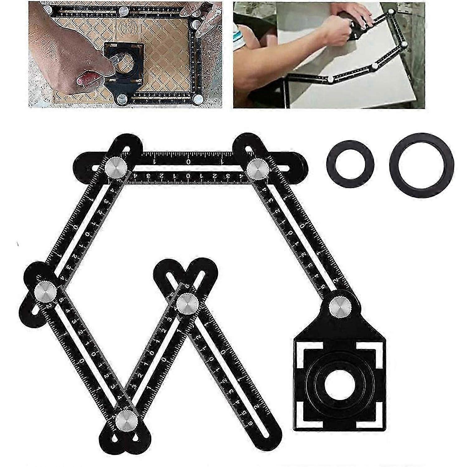 Multi Angle Tool,Multi Angle Measuring Ruler,6-Sided Angle Measurement Tool,Multi Angle Aluminum Alloy Measuring Ruler,Multifunctional Measuring Ruler