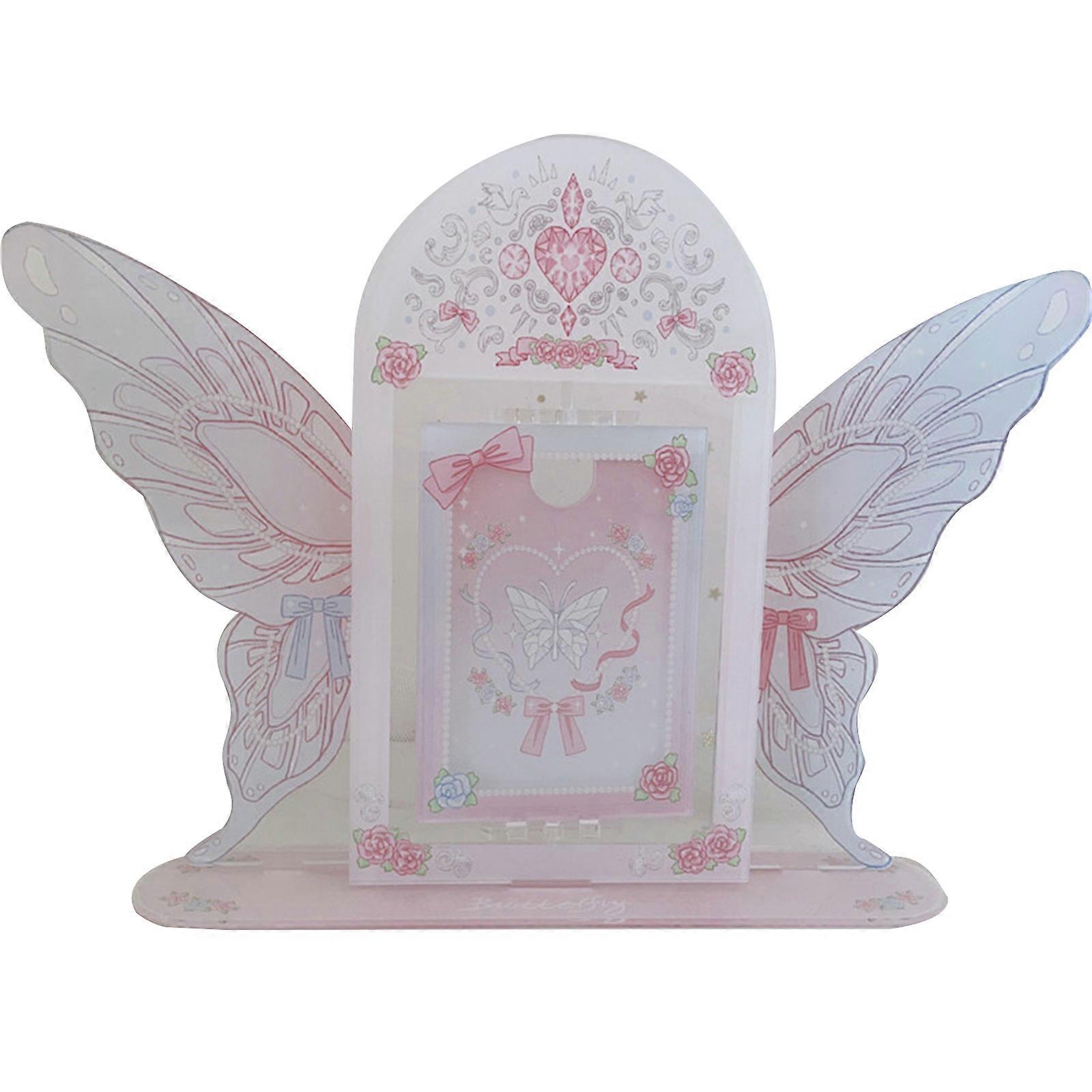 Acrylic Rotatable Butterfly Picture Frame Photocard Display Stand for Home Bedroom Dormitory Decoration