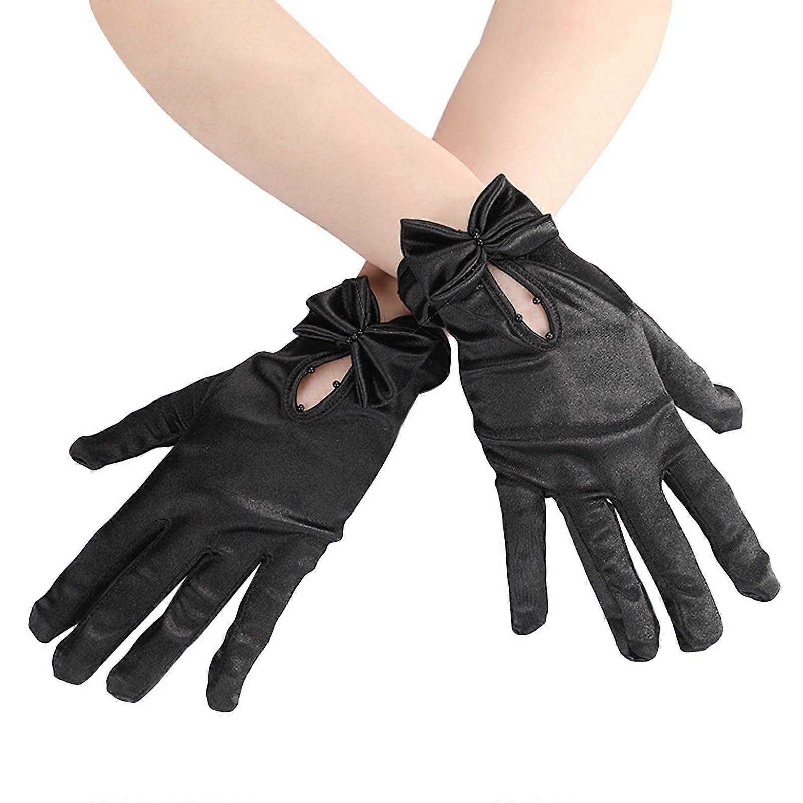 Short Satin Wrist Length Gloves for Bridal Gowns, Formal Dresses, Evening Events, Various Colors and Sizes