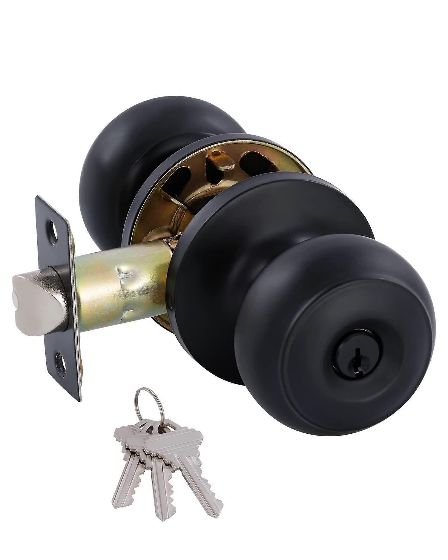 Keyed Interior Doorknob Set with Locking Flat Handle, Oil-Rubbed Bronze Finish, Easy Installation for Enhanced Home Security