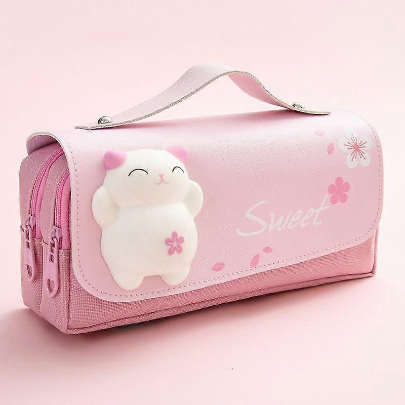 women's cute decompression pencil case  (fat cat) pink
