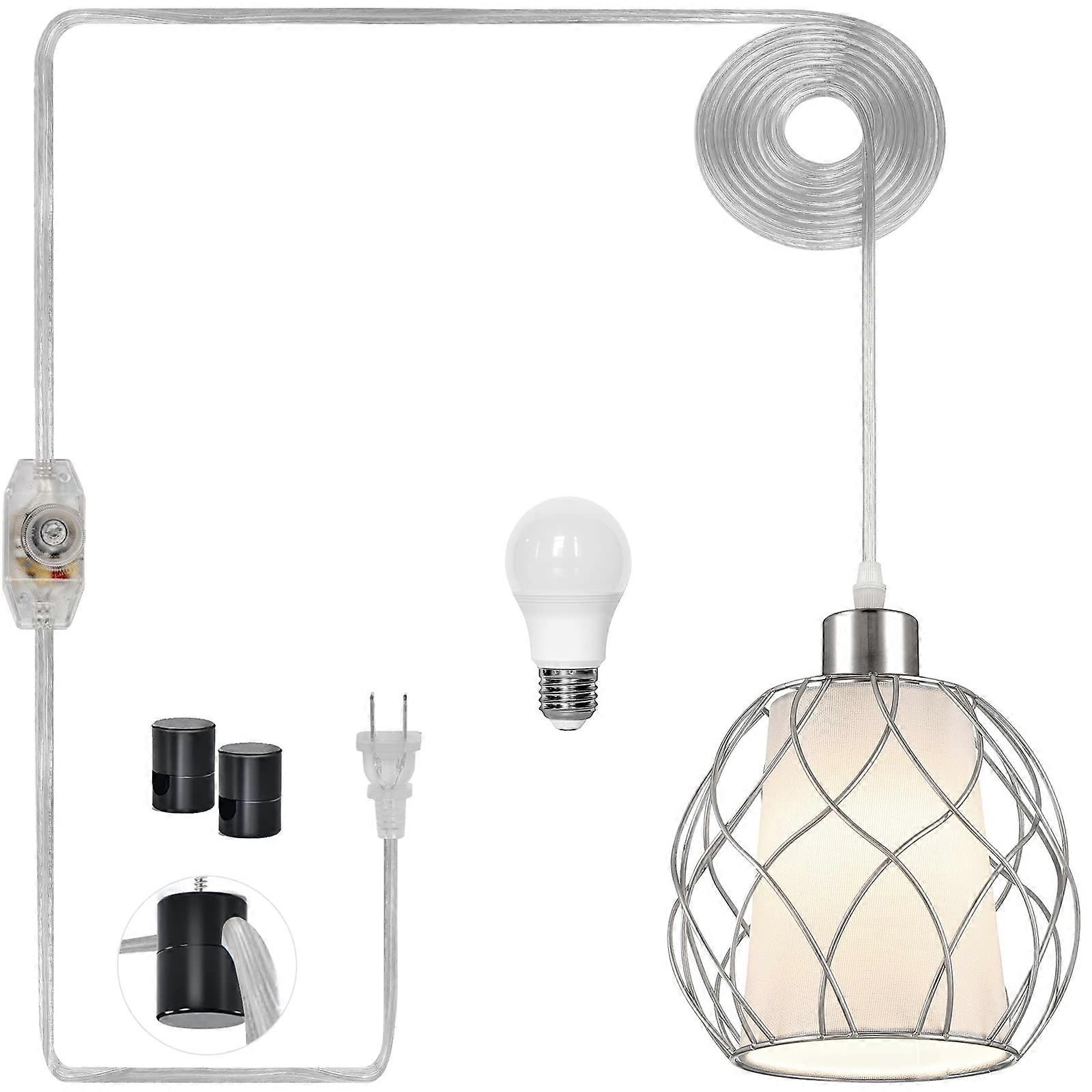 Plug-in pendant light with dimmable switch, 15 ft cord