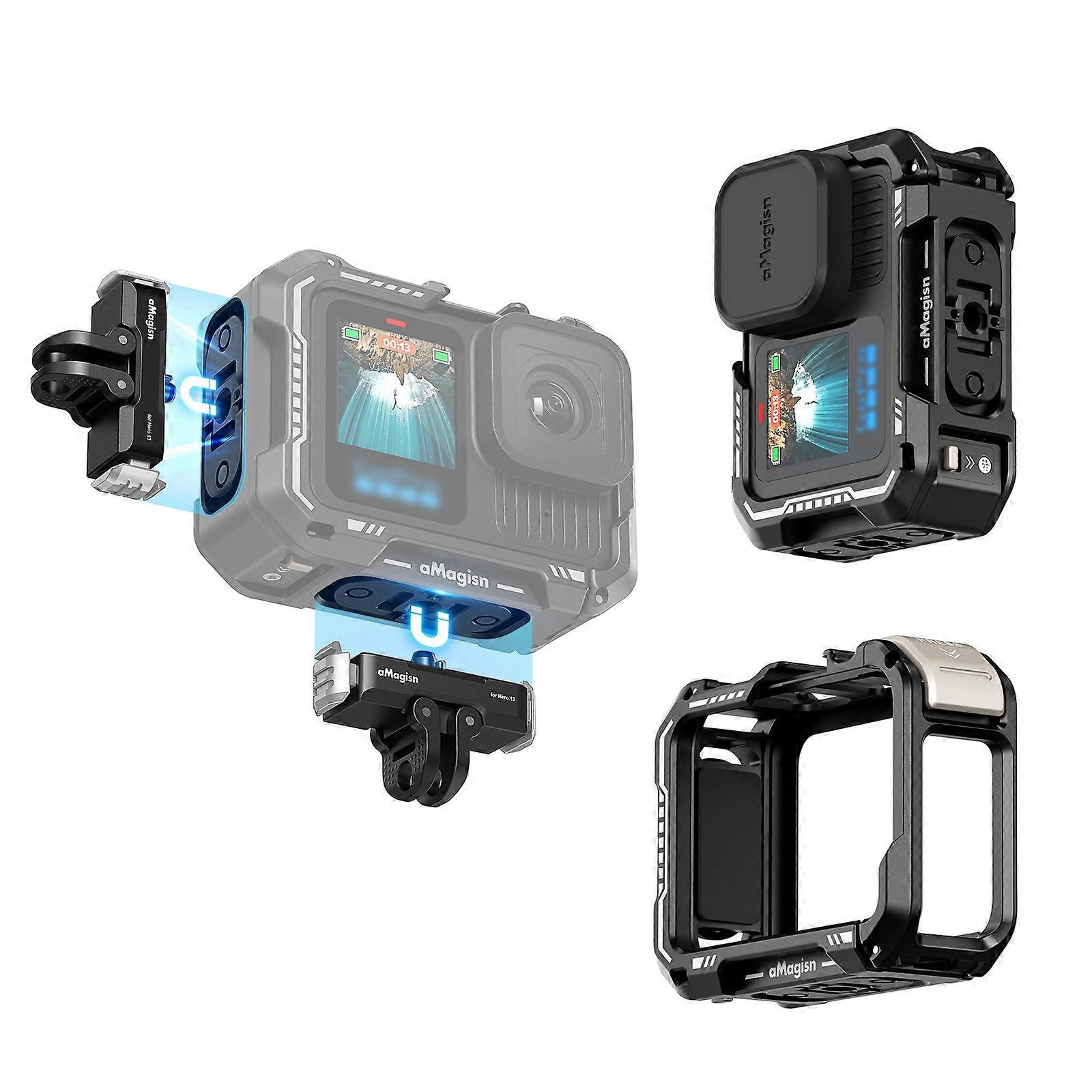 AMagisn Upgrade Ver Metall Kaninchenkäfig Für GoPro HERO13 Schwarz / HERO12 Schwarz / HERO11 Schwarz / HERO10 Schwarz / HERO9 Schwarz