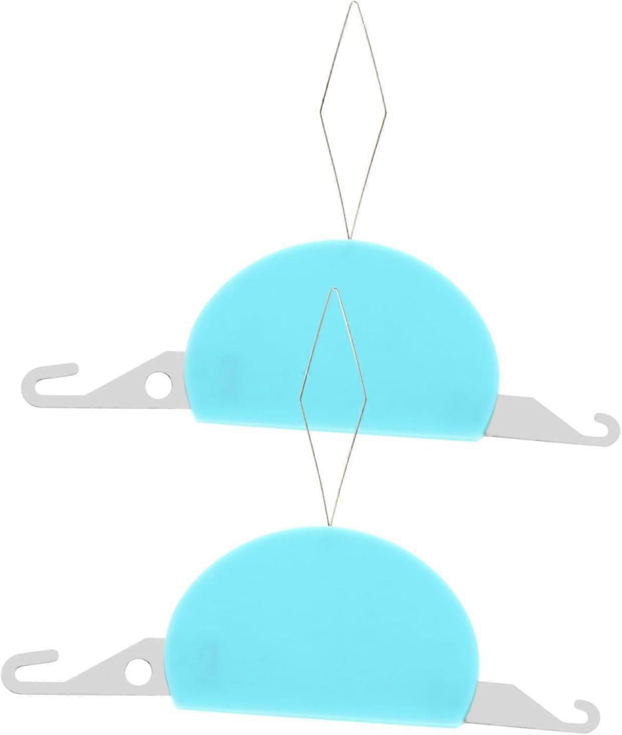 2Pcs 3 in 1 Needle Threader Machine Automatically Threader Hand Sewing Machine Punch Tool Hand Sewing Tool Plastic Blue