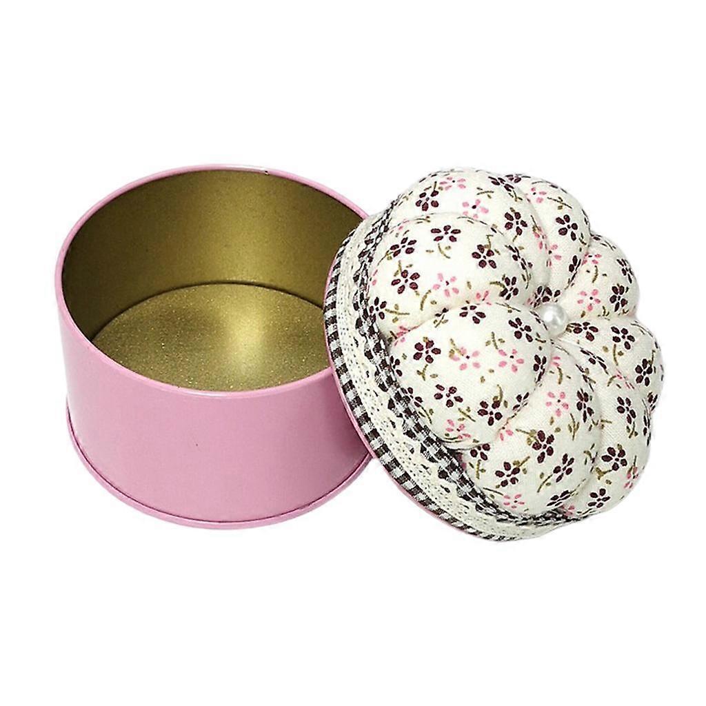 Fabric Coated Pumpkin Pin Cushion with Round Storage Box 7.6cm/2.99 inch