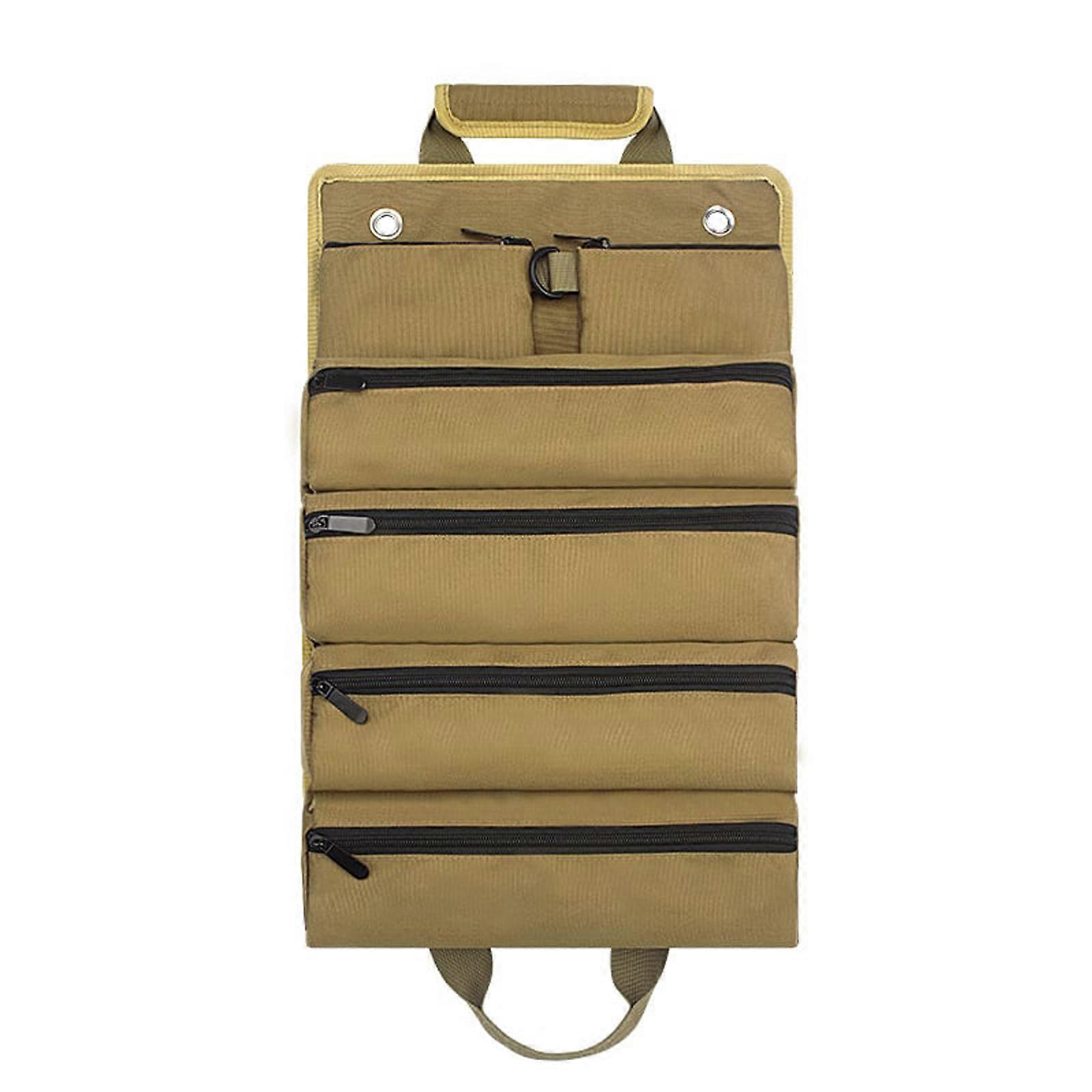 Compact Khaki Tool Roll Bag Organizer for Easy Tool Storage