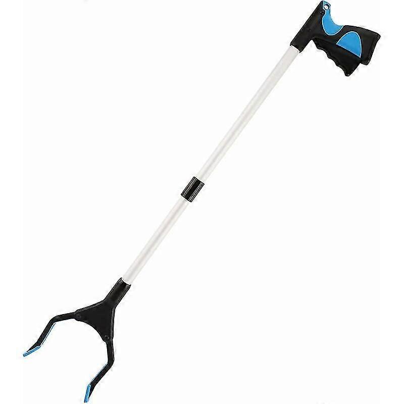Pickup Tools, Foldable Extension Clamp, Aluminum Handicapped Aid Tool With Rotating Rubber Gripper, Long Arm Extension compatible Litter Picker- Blue