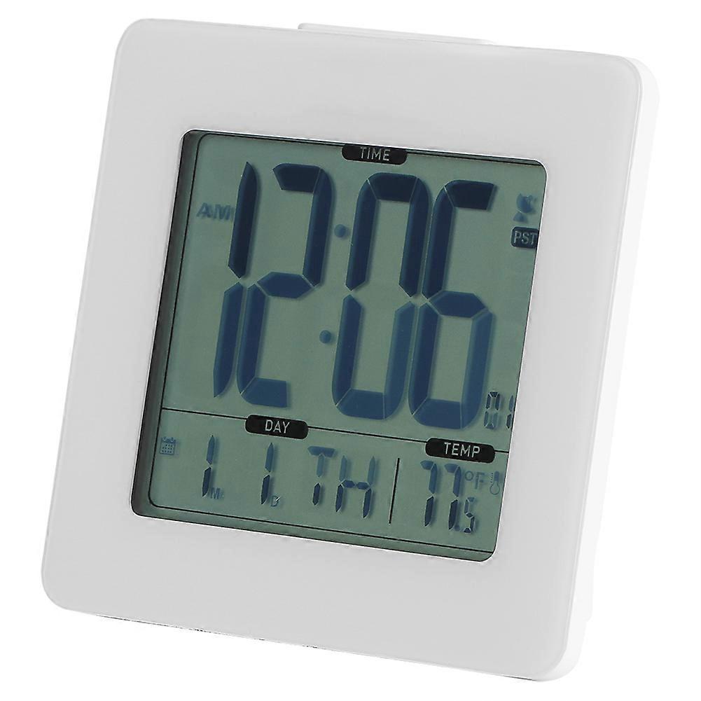 Backlight LCD Digital Desktop Alarm Clock with Calendar and Temperature Display - Large Size, Modern Design, Adjustable Brightness