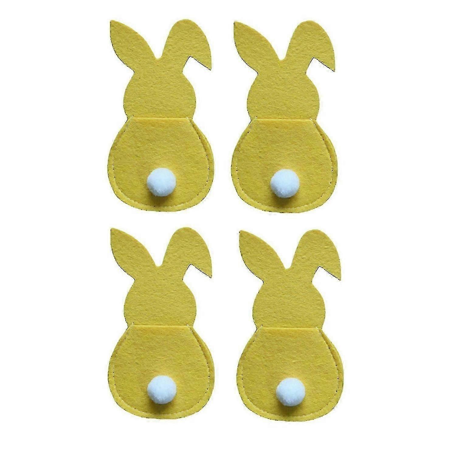 4pcs Easter Bunny Cutlery Holders Rabbit Cutlery Bag Easter Fork Bag Tableware Holder Easter Cookwar