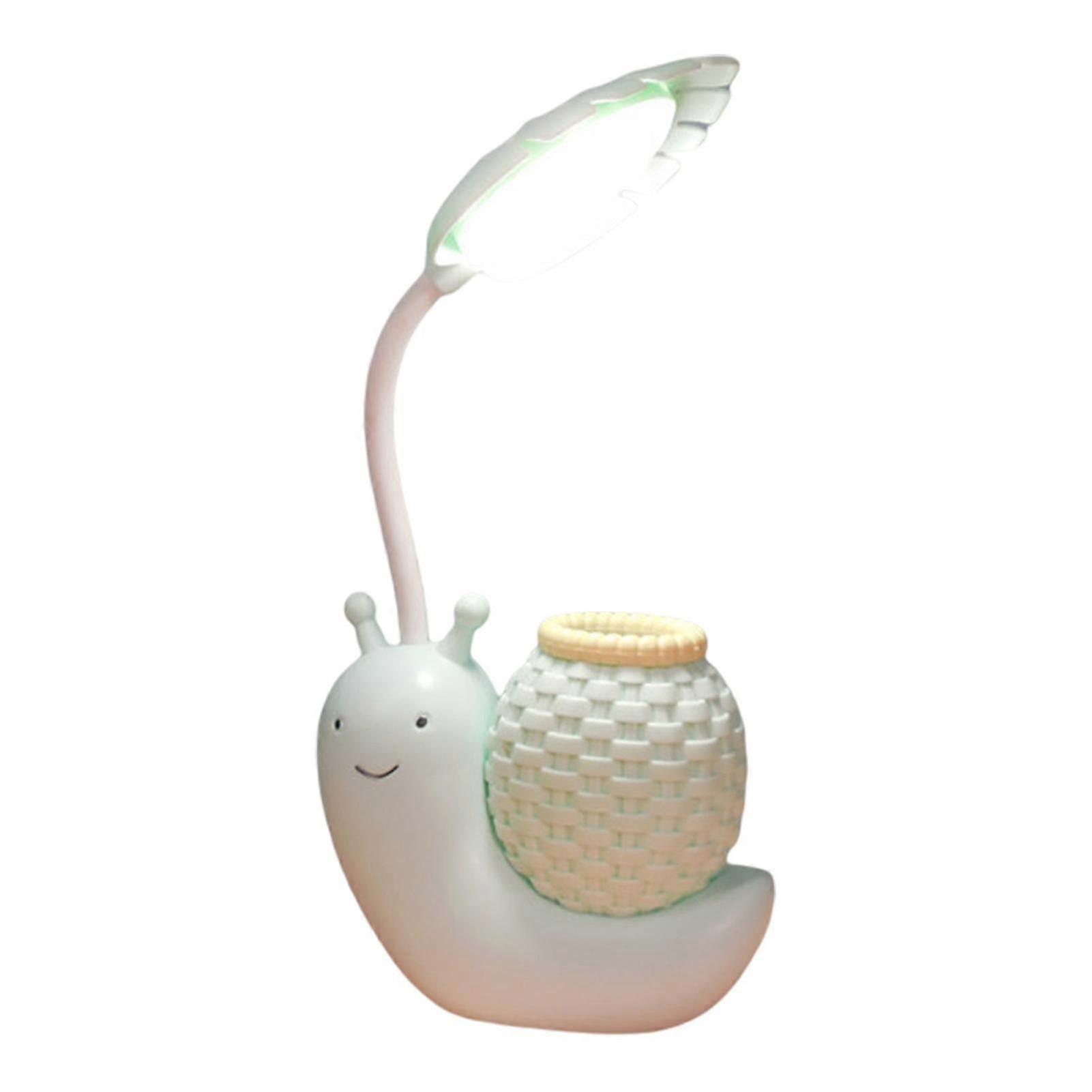 LED Reading Light High Brightness Rechargeable Eye Protection Flexible Hose Design Creative Shape 2-in-1 Cartoon Snail LED Desk Lamp with Pen Holder H