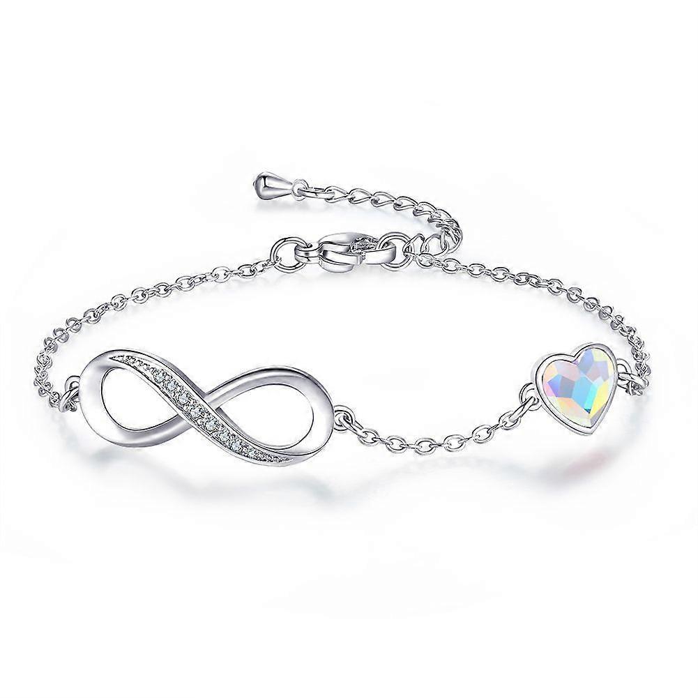 レディース用ブレスレット、スターリングシルバー925ブレスレット調節可能な女性用ブレスレット、シルバーブレスレットジュエリーGIF女性誕生日母の日カラー4