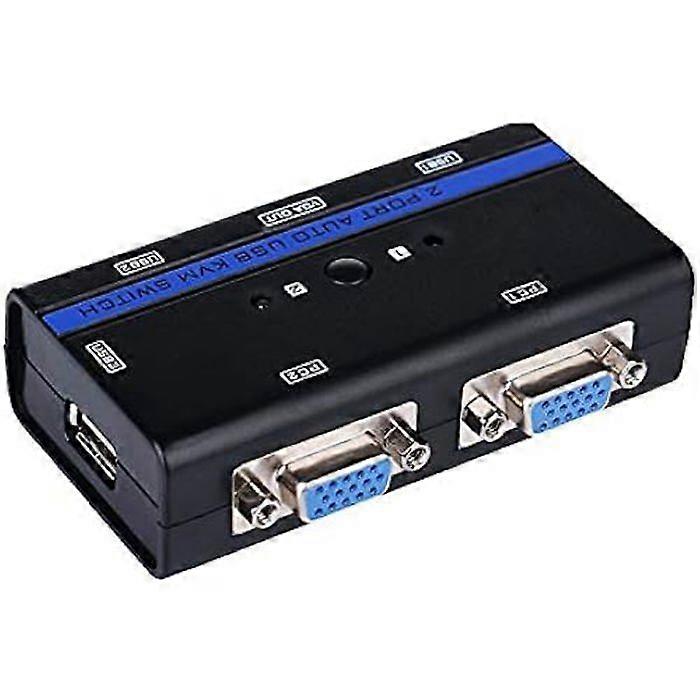 AISENS A111 – 0064 – Commutateur clavier et souris USB KVM VGA avec câble pour contrôler deux processeurs, couleur noire