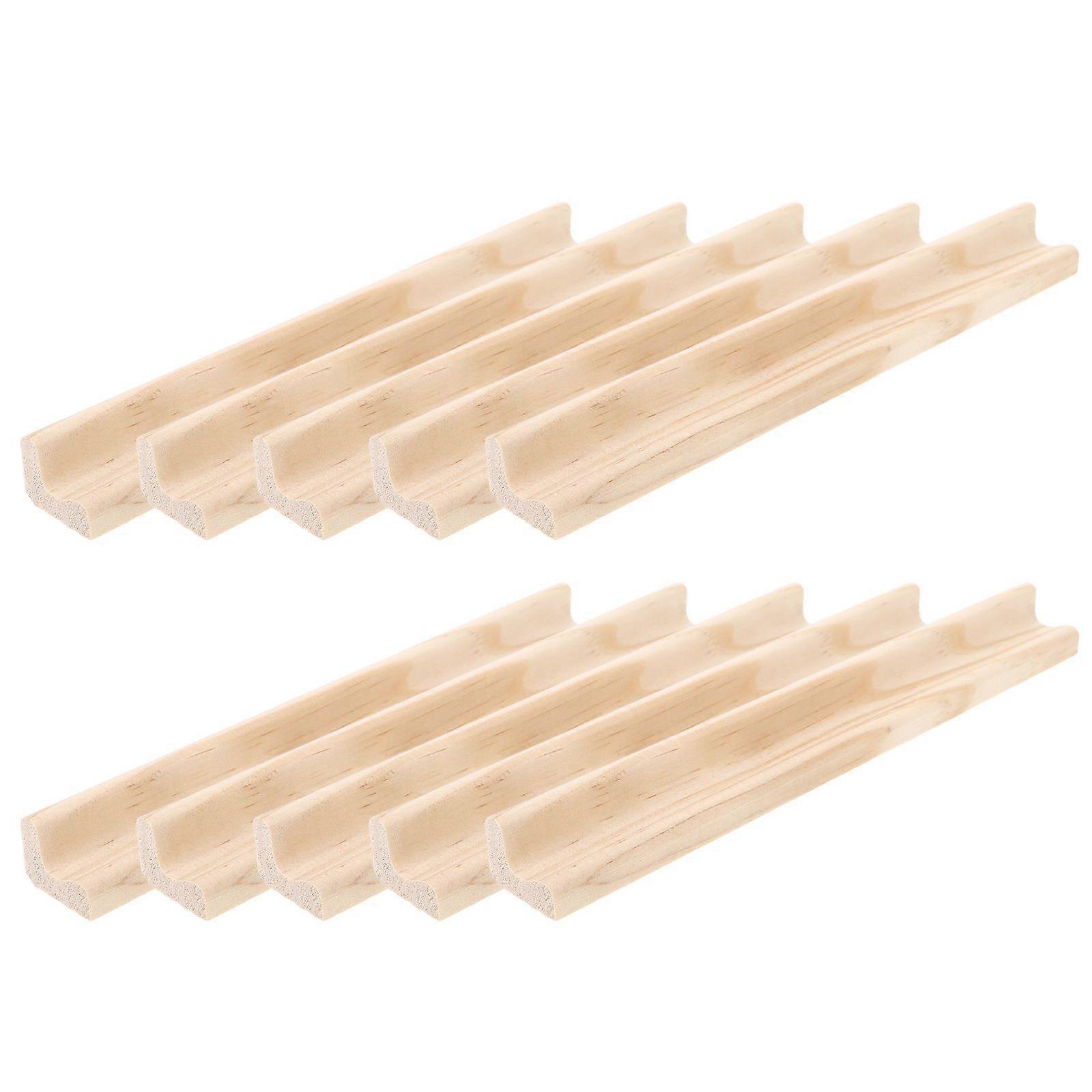6pcs Scrabble Tiles Holders Unfinished Wooden Domino Racks Wood Letter Display Trays Replacement for DIY Crafts Board Game Supplies 19cm