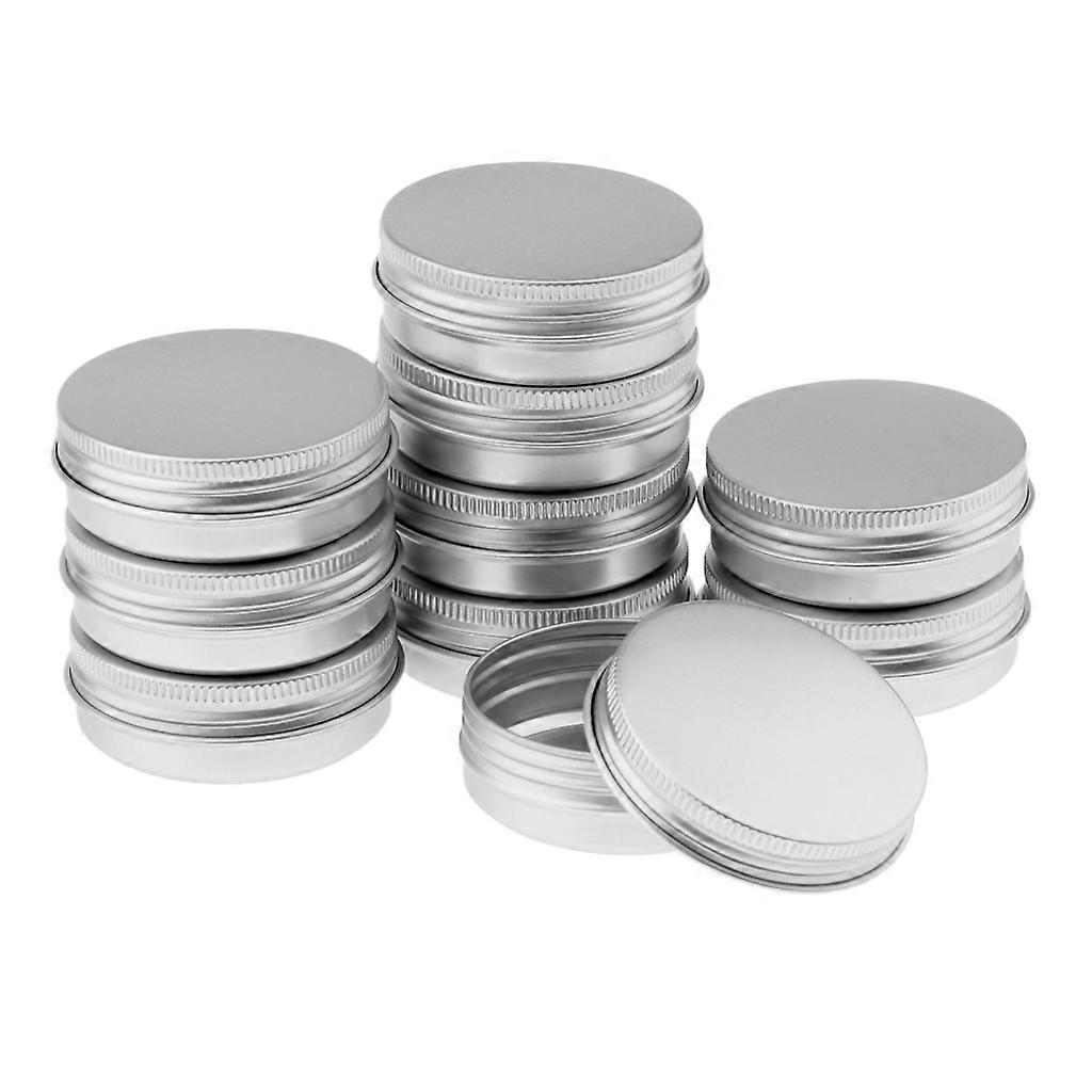 10x40g Empty Aluminium Cosmetic Pot Jar Tin Container Silver Sample Lined