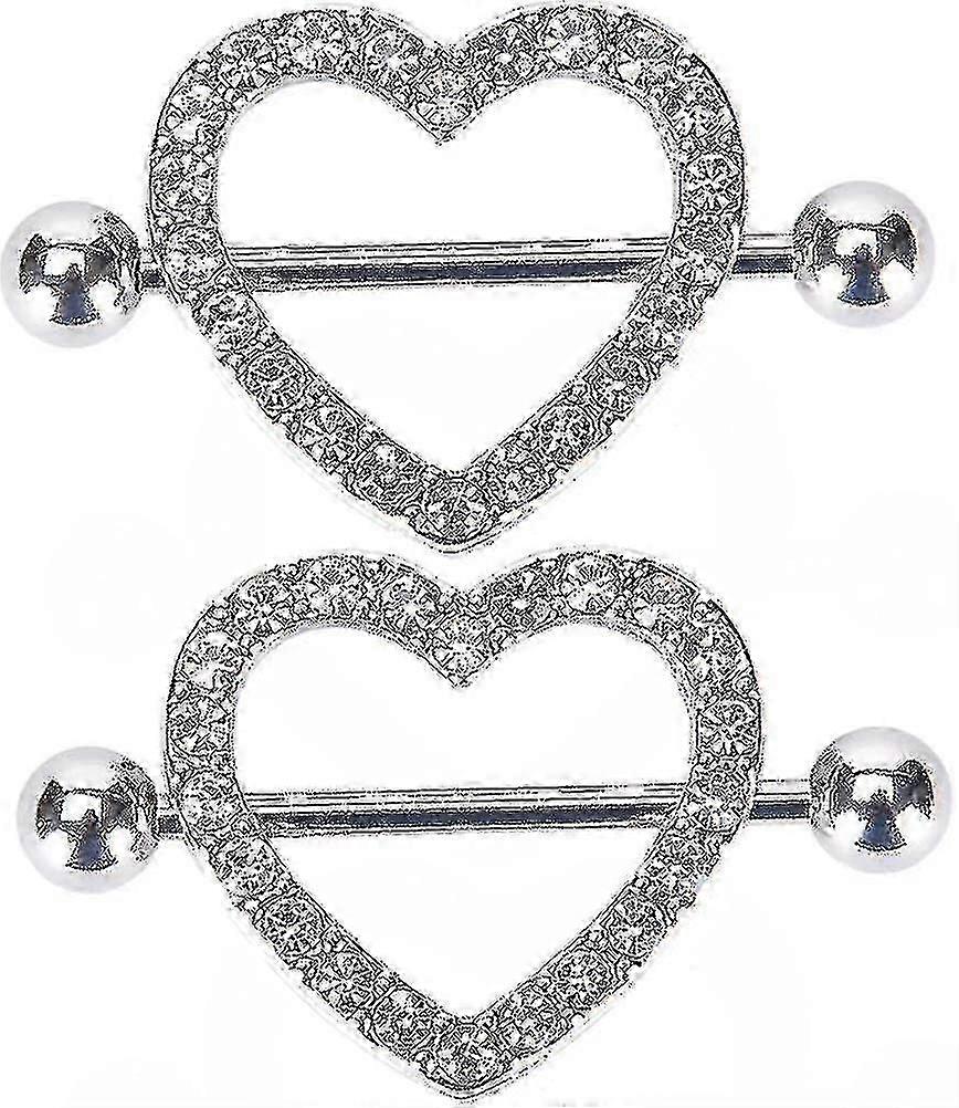 2pcsハートニップルリング316lステンレス鋼ニップルピアスバーベル14g2層Hk