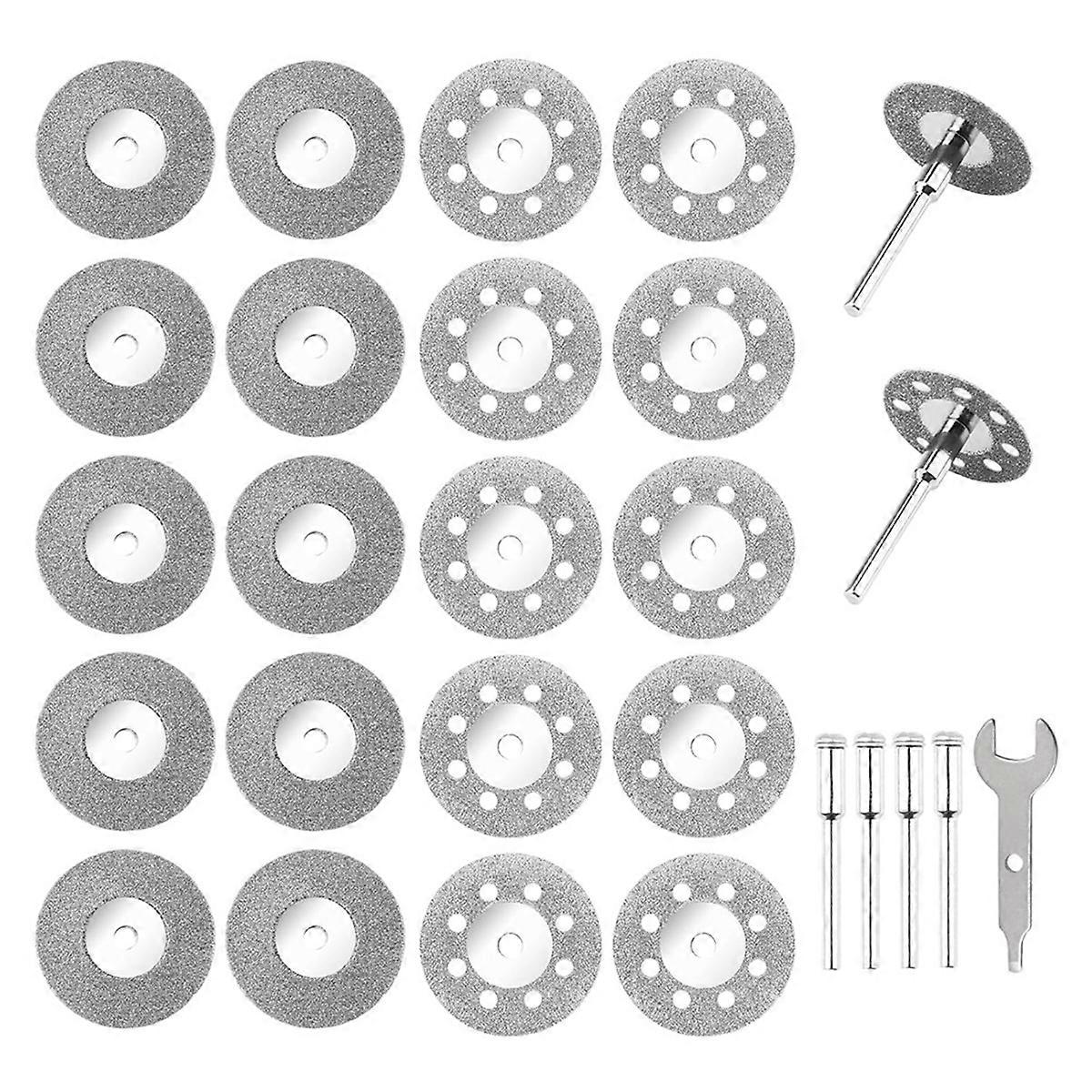 Diamond Cutting Wheels (25 mm) 20 with 402 Mandrels (3 mm) 4 Rotary Tool Mandrels