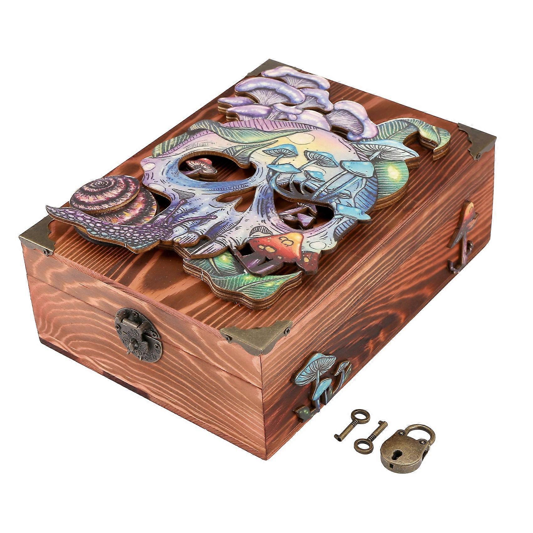 Wood Chest Storage Trunk Vintage Jewelry Organizer Box