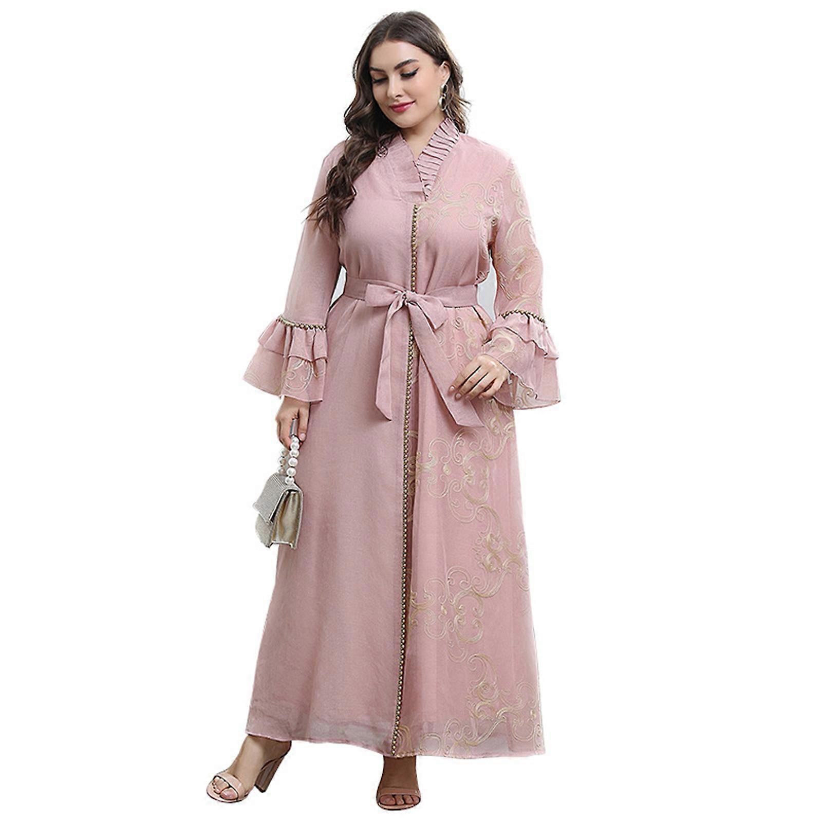 Women's Large Plus Size Summer Dress Chic Pink Swing Dress for w/ Belt  Elegant Trumpet Sleeve Maxi Dress for Daily Vacat 4XL | Fruugo QA