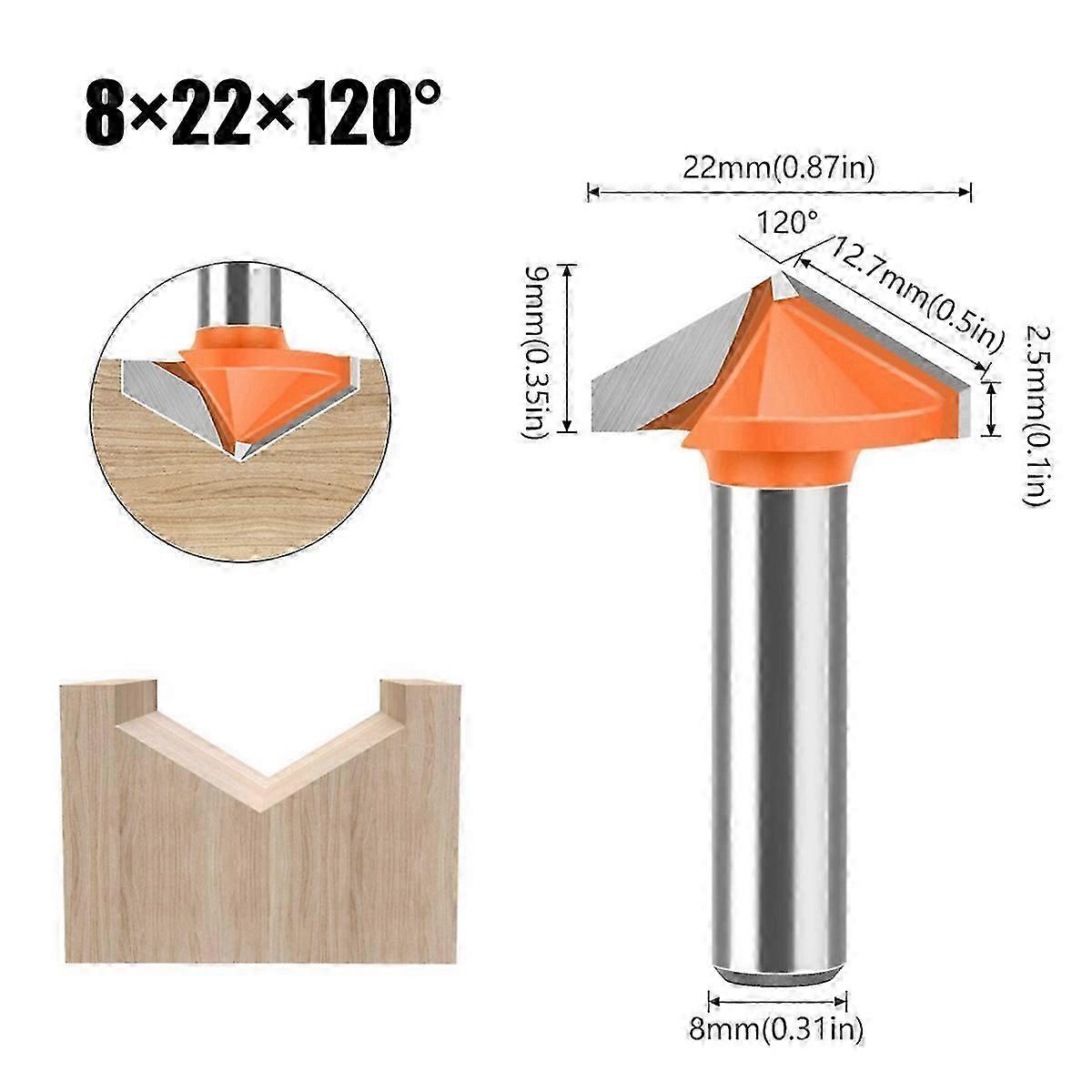 3D V-Shaped 8mm Handle Computer Engraving Woodworking Knife & Milling Cutter