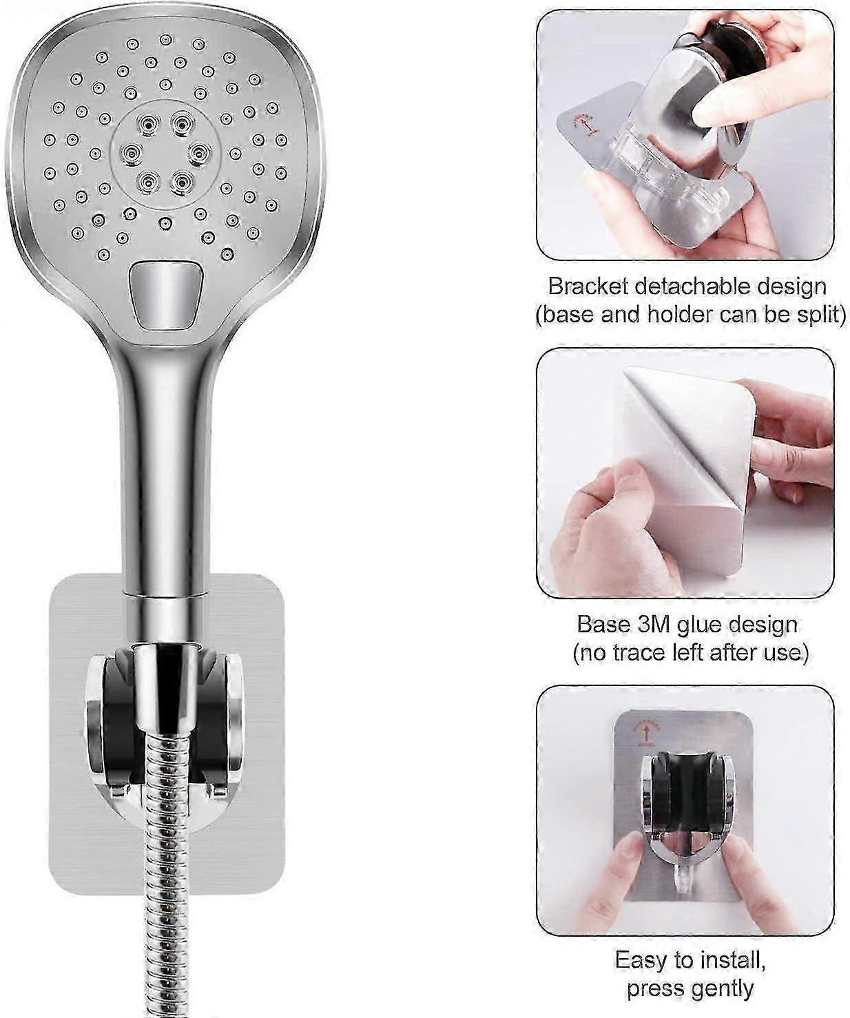 Universal 2-piece hand-held shower bracket no drilling adhesive angle adjustable shower bracket plastic ABS chrome super power