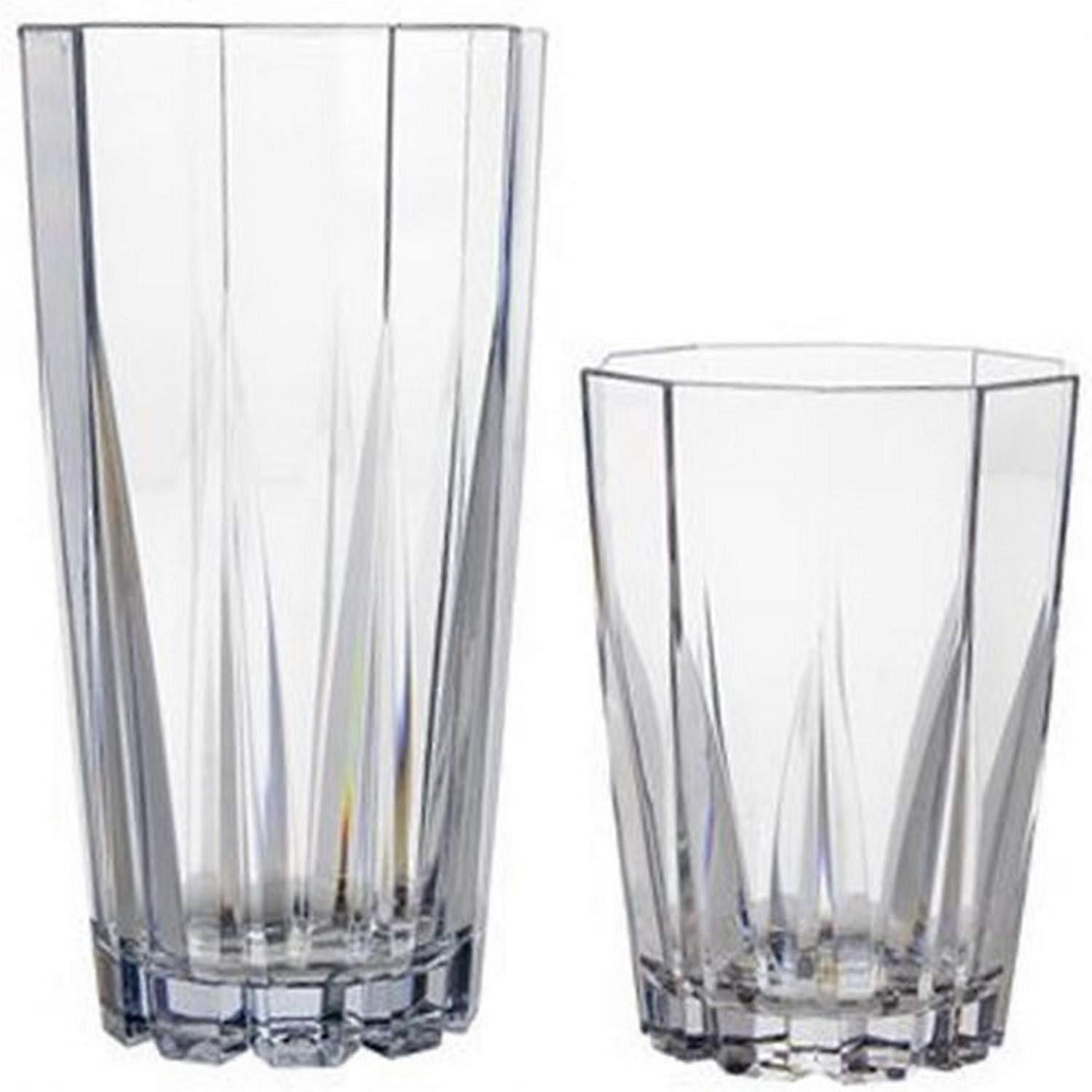 Unbreakable Tumblers Set, 12 Clear Plastic Drinking Cups, Durable, Dishwasher Safe, Reusable