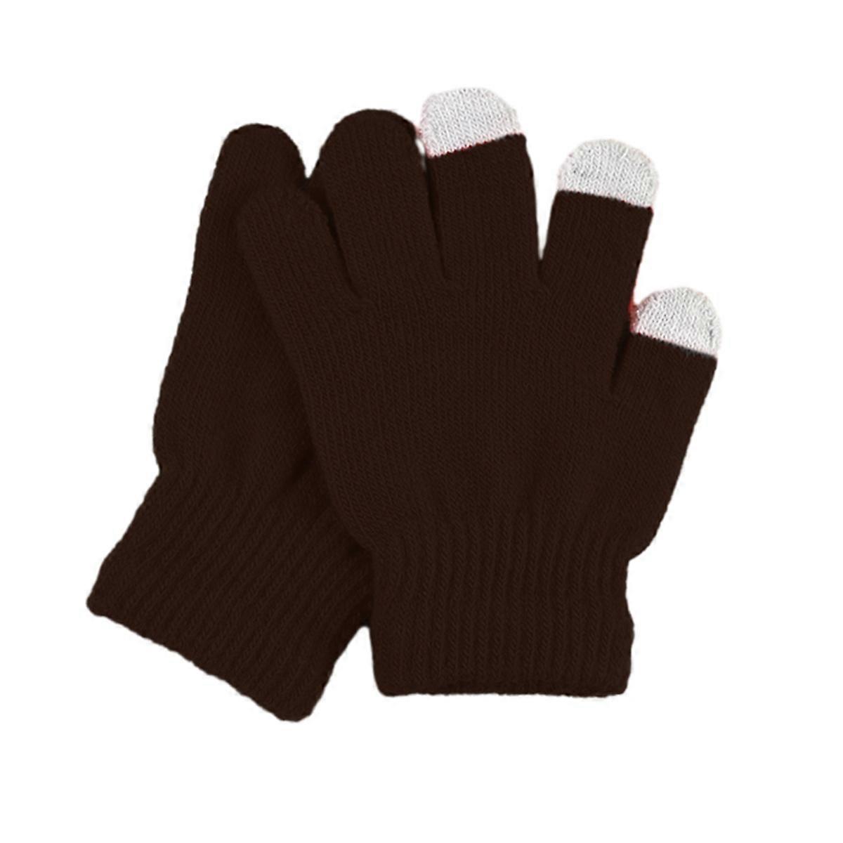 Children's touch screen knit gloves, winter solid color children's warm thick wool lined gloves