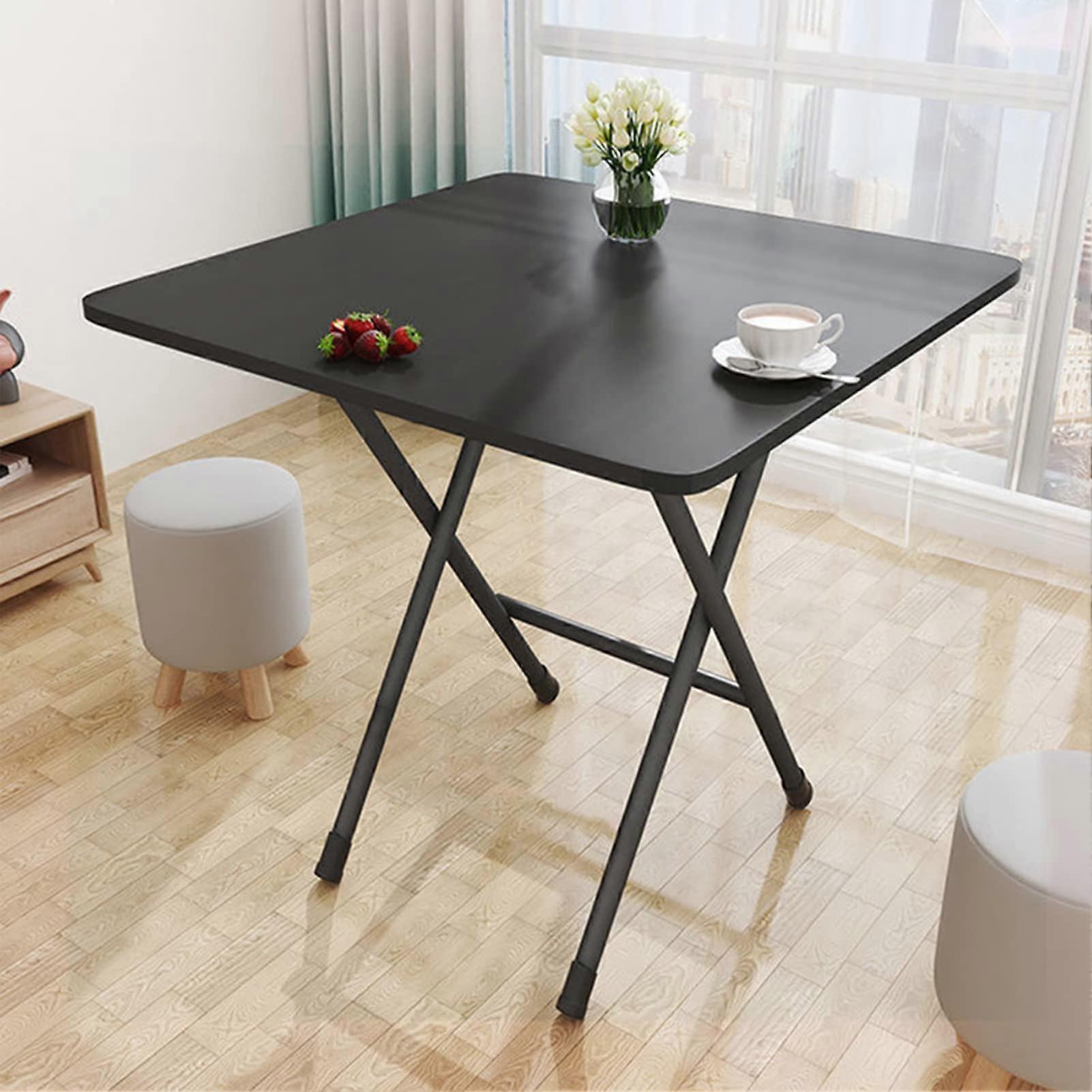 Folding Dining Table, Square 4 Person, Outdoor Camping, SpaceSaving, Portable (Black)