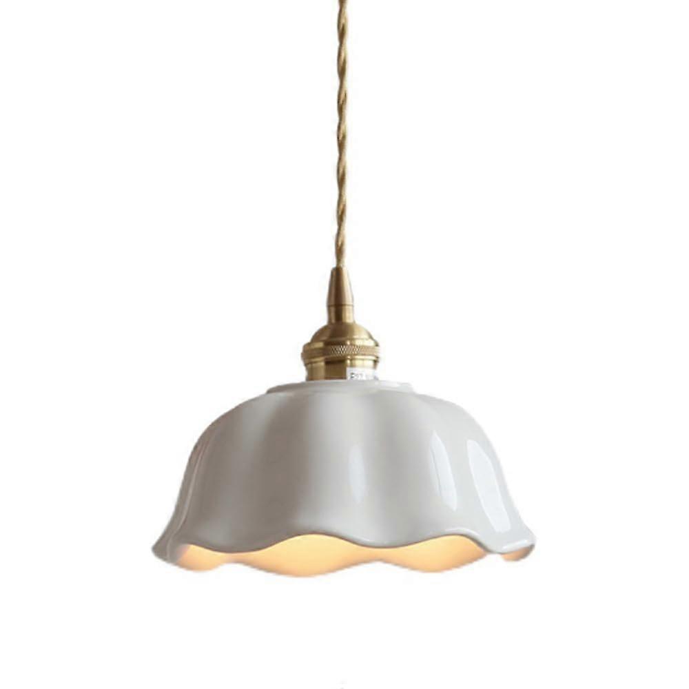 E27 Light Source Single-Head Chandelier, Personality Ceramic Hanging Lamp Lampshade
