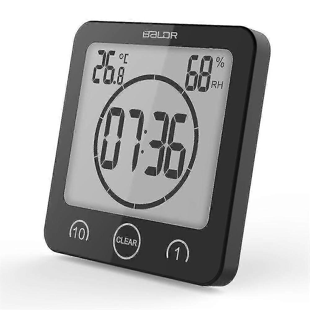 Waterproof LCD Digital Shower Clock with Countdown Timer, Temperature Alarm & Multiple Installation Options