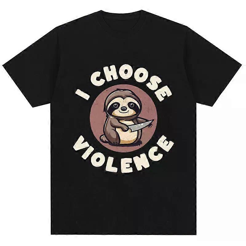 Ich wähle Gewalt T-Shirt Lustige Ente Humor Slogan Kurzarm T-Shirts Männer Frauen 100% Baumwolle Lose Oversized T-Shirt Streetwear
