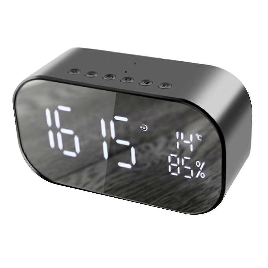 Wireless LED Mirror Bluetooth Alarm Clock Stereo Audio Speaker Gold