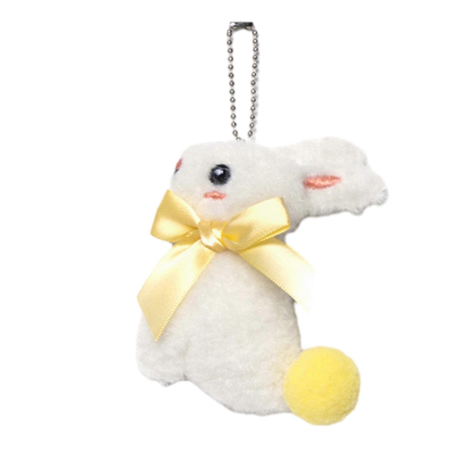Plush Rabbit Shape Keychains Pendant Bag Pendant Cute Backpack Pendant Plush Dolls Keychains Plush Material for Keys Bag  Yellow