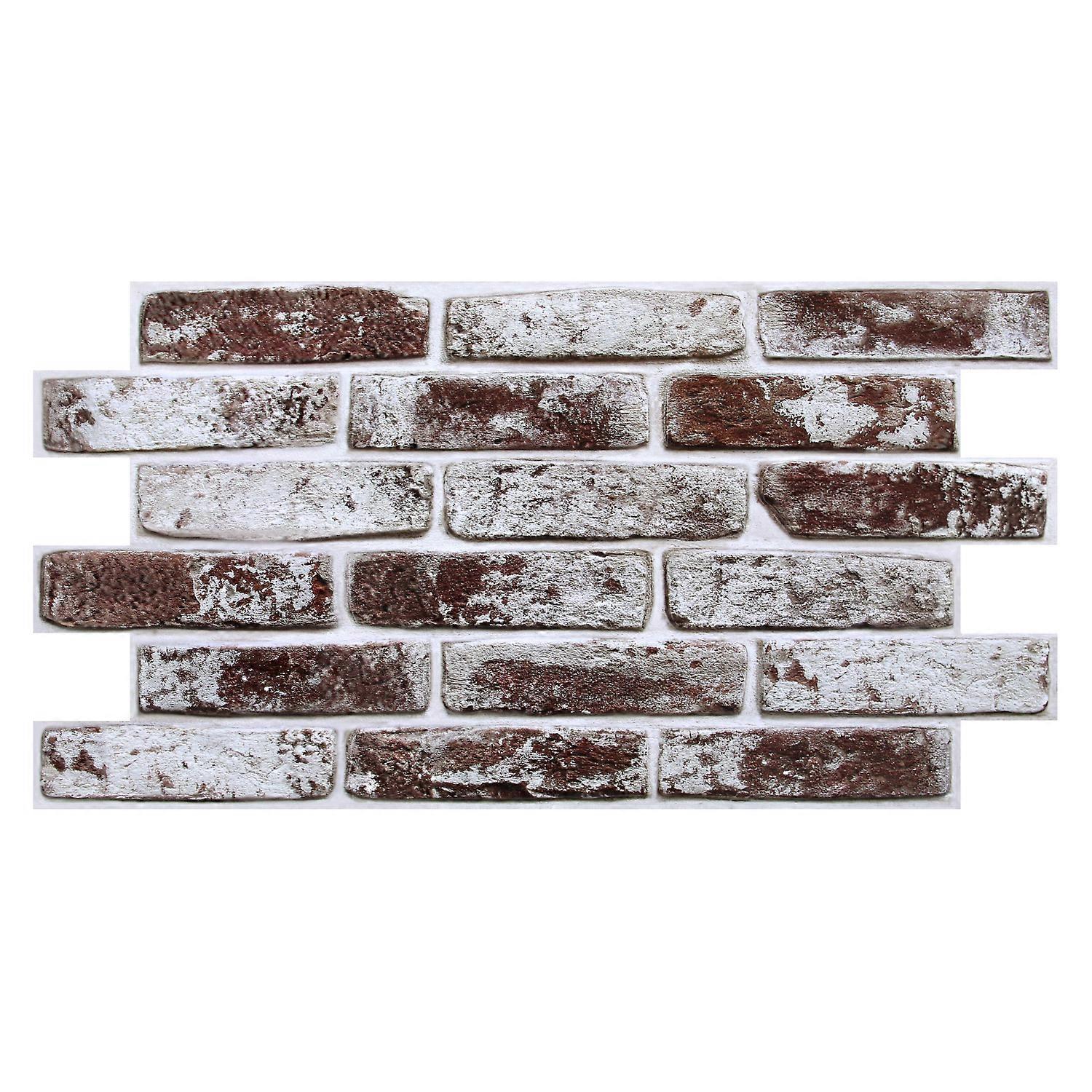 12pcs 3D Self-adhesive Faux Brick Wall Panels, Whitewash Brown Brick Wall Tile Stickers, Easy to Apply, for Bedroom, Living Room, 58x30cm 