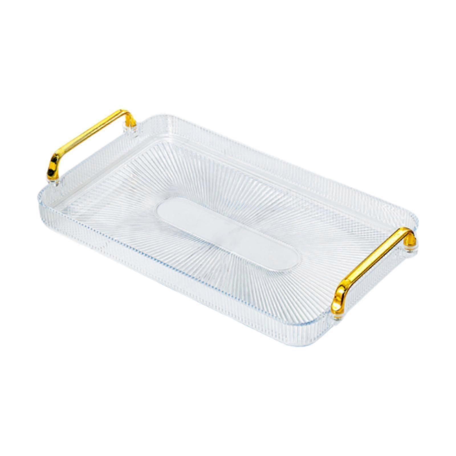 Versatile Rectangular Serving Tray with Handles, Countertop Organizer for Cosmetics Perfume Storage in Bathroom Kitchen Home Party