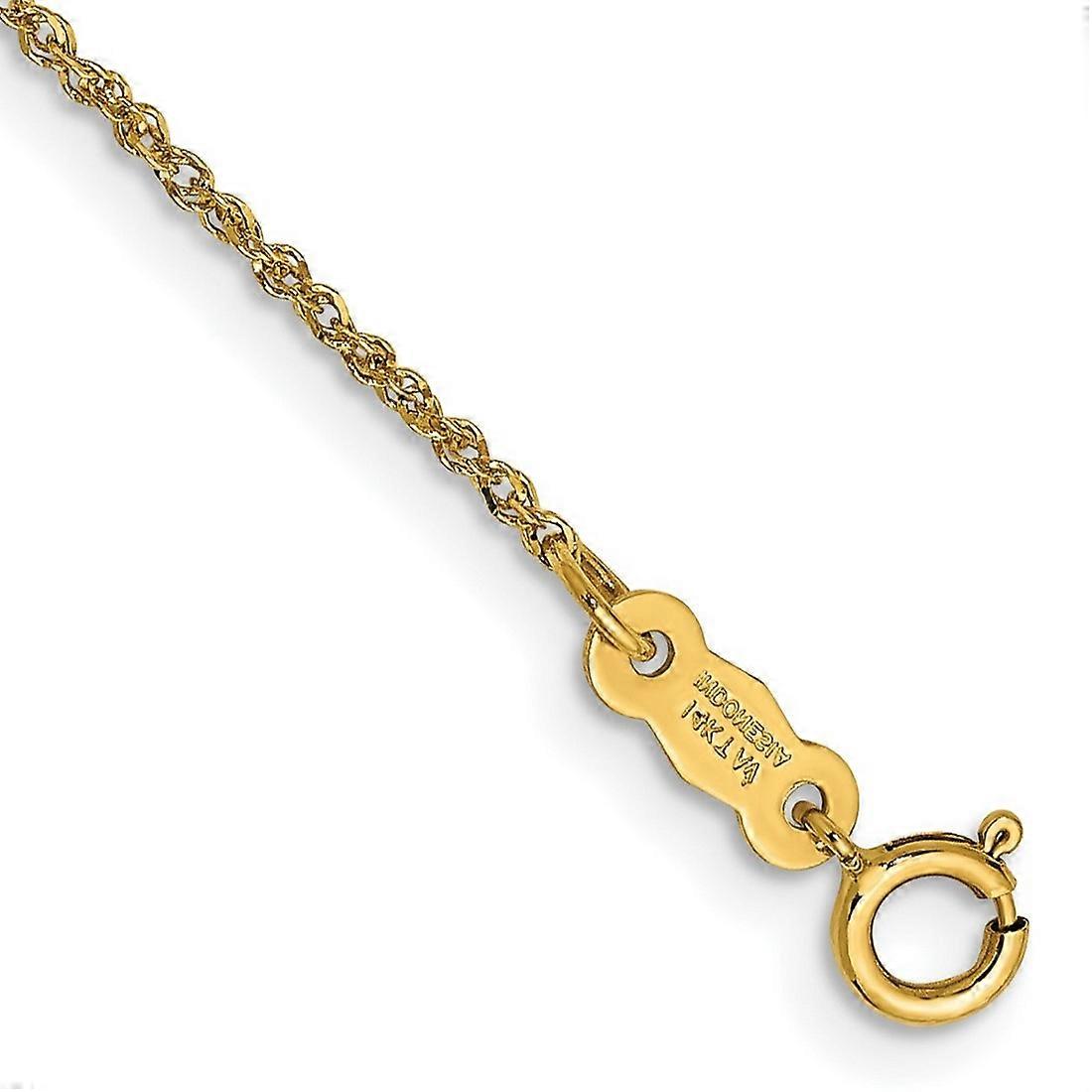 14k Gold 1.1mm Ropa Chain Ankle Bracelet Anklet for Women and Men - Length: 5.5 to 10