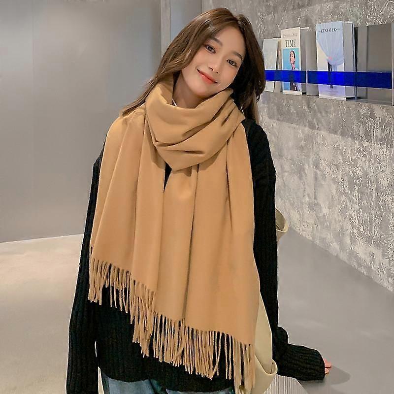 Large Soft Cashmere Feel Cashmere Shawl Wrap Lightweight Scarf (camel)