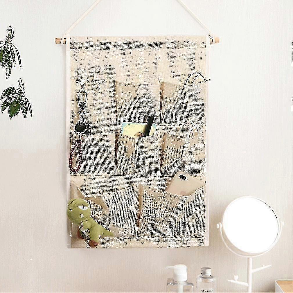 Cosmetics Wall Organizer - Hanging Linen Bag for Small Items