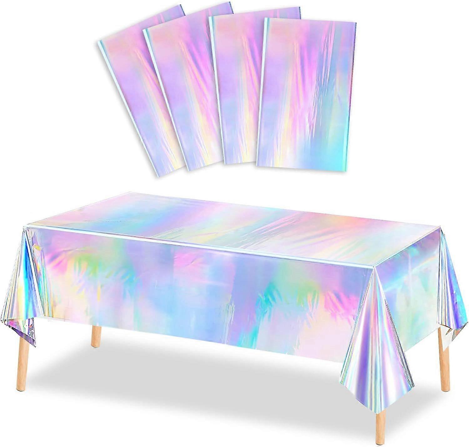 2025 Latest Model  4 Pack Iridescence Plastic Tablecloths Shiny Disposable Laser