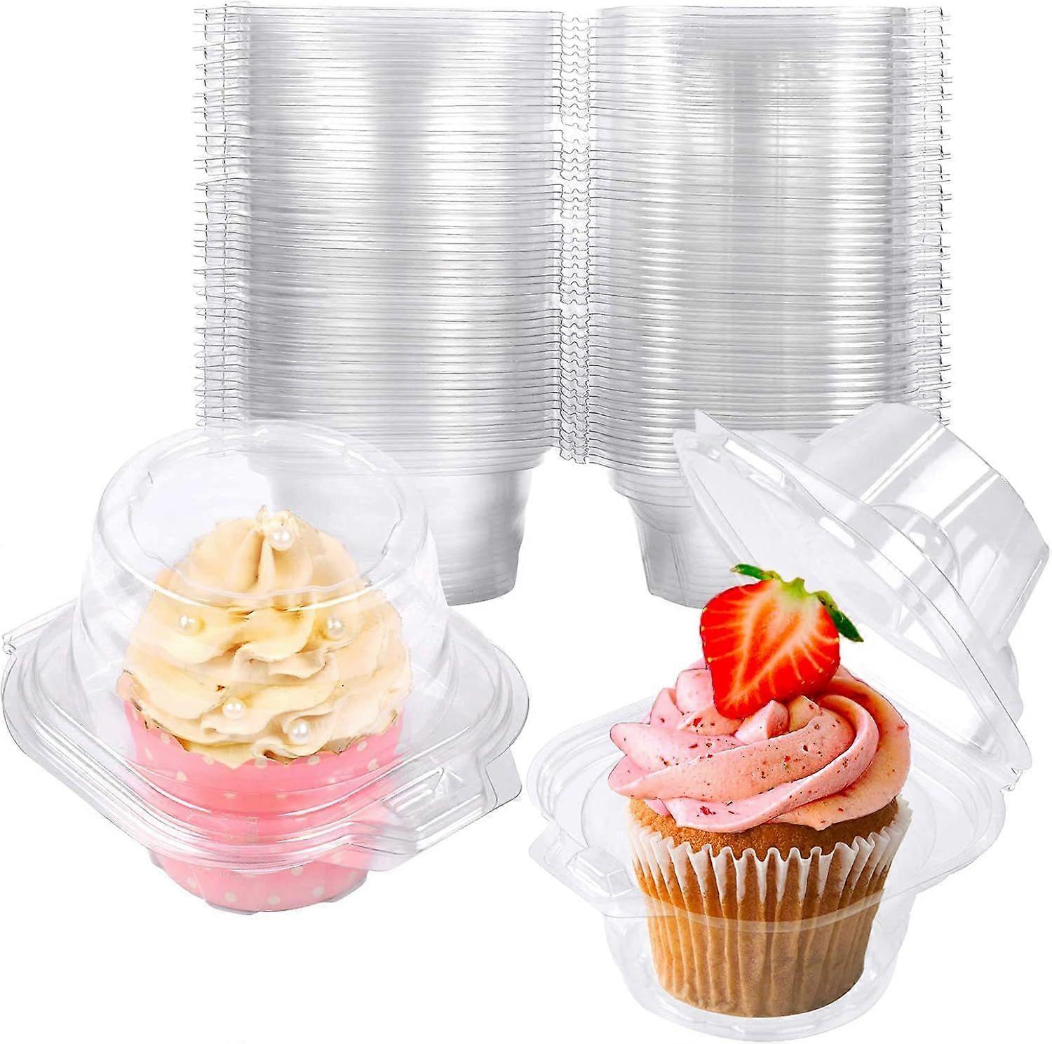 50 Pack Individual Cupcake Containers Plastic Cupcake Boxes Cupcake Holders Stackable Deep Dome Cupcake Carrier