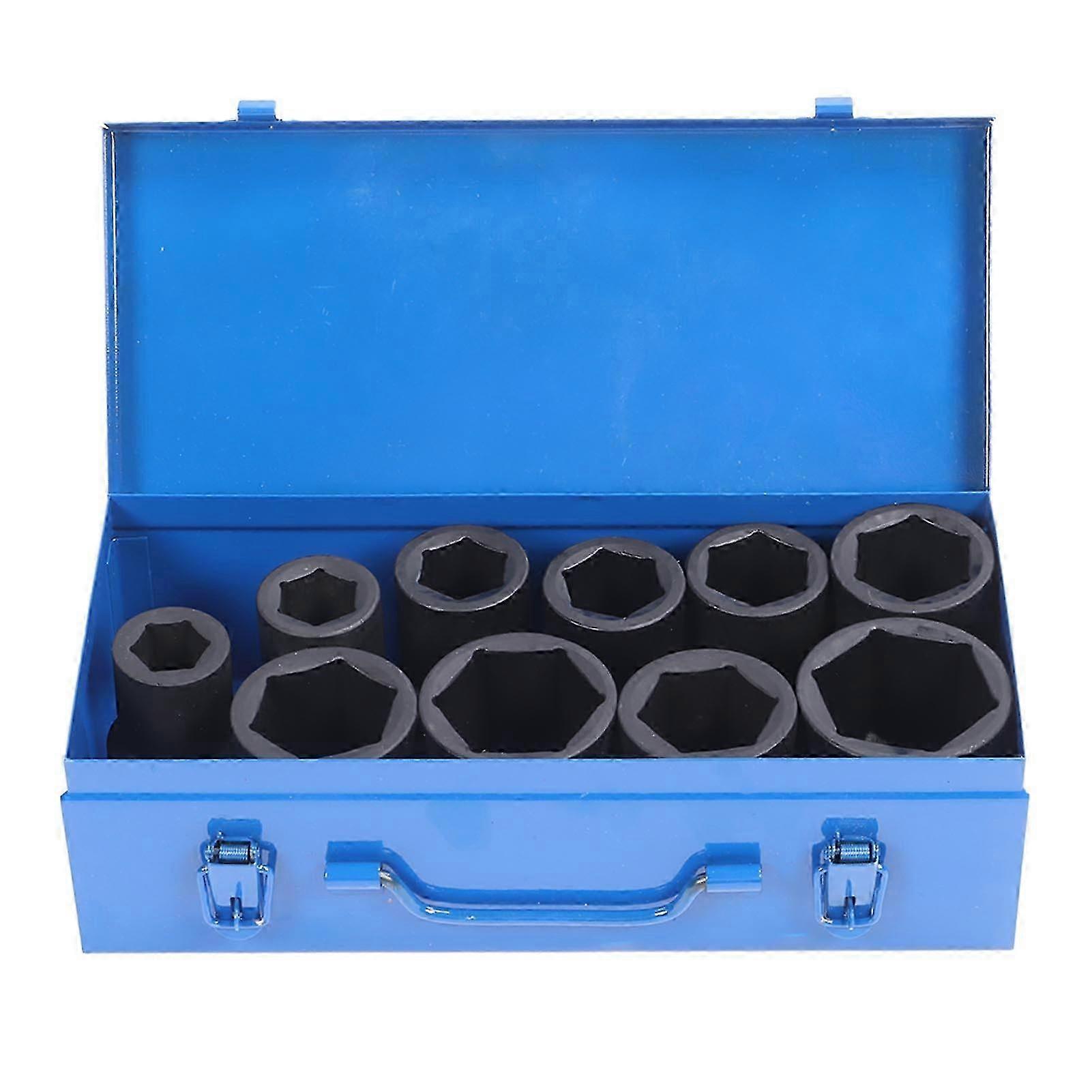 10Pcs Set 1in Drive Deep Impact Socket Heavy Duty Impact Socket Set With Iron Storage Box