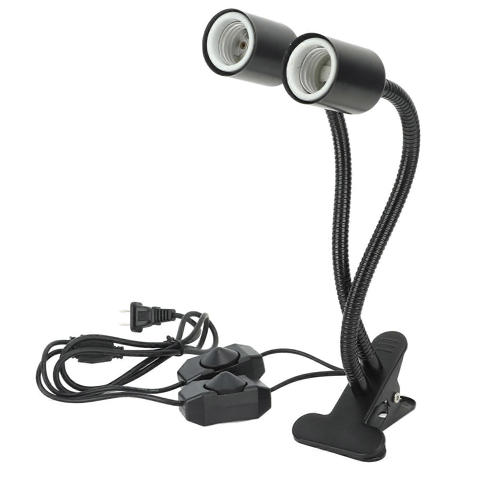 UVA UVB Reptile Light LED Double Headed E27 Lampholder Gooseneck Universal Head Heating Lamp with Clamp