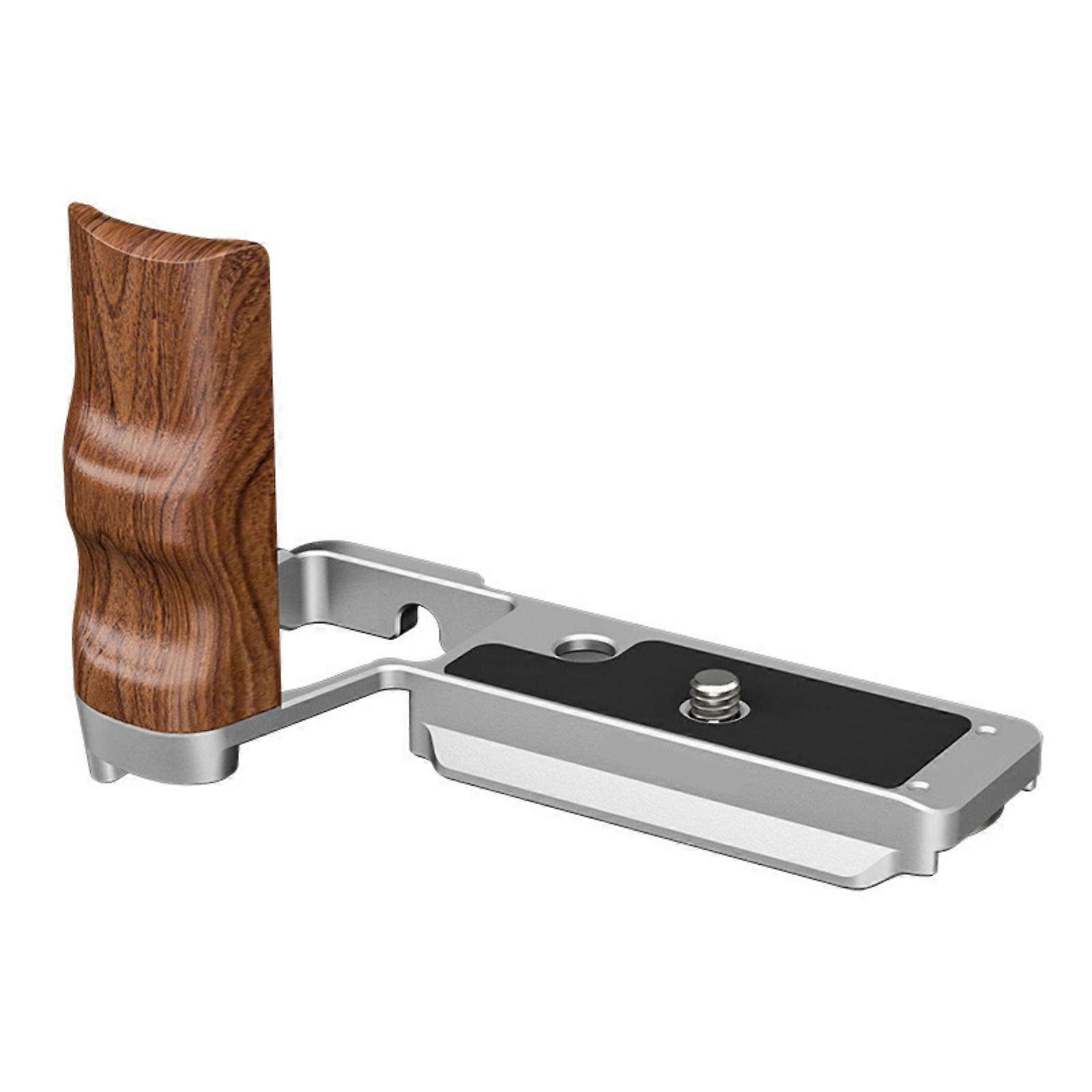 L Shape Quick Release Plate for ZVE-10 II with Ergonomic Wood Handle Design and Multiple Expansion Port  silver