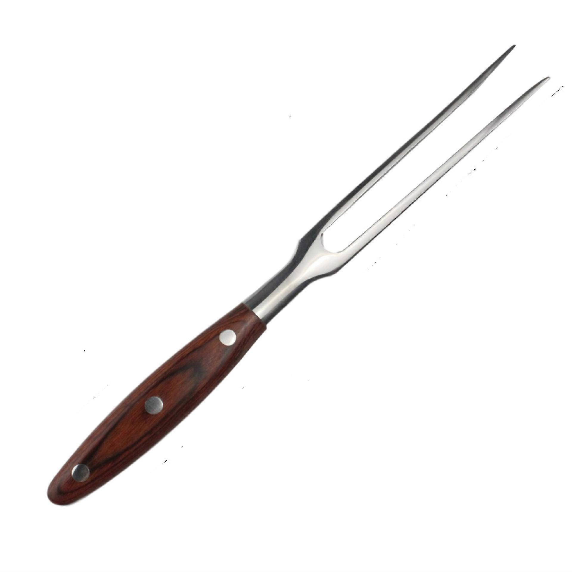 29.5cm Stainless Steel Meat Fork with Wooden Handle - Two Prong Meat Fork - Cooking Fork for Chicken Turkey Beef