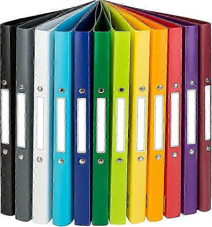 Idena 10426 - ring binder DIN A4, in a set of 12, 2-ring mechanism with 16 mm diameter, 2 cm spine width, in 12 different colours, SZRH