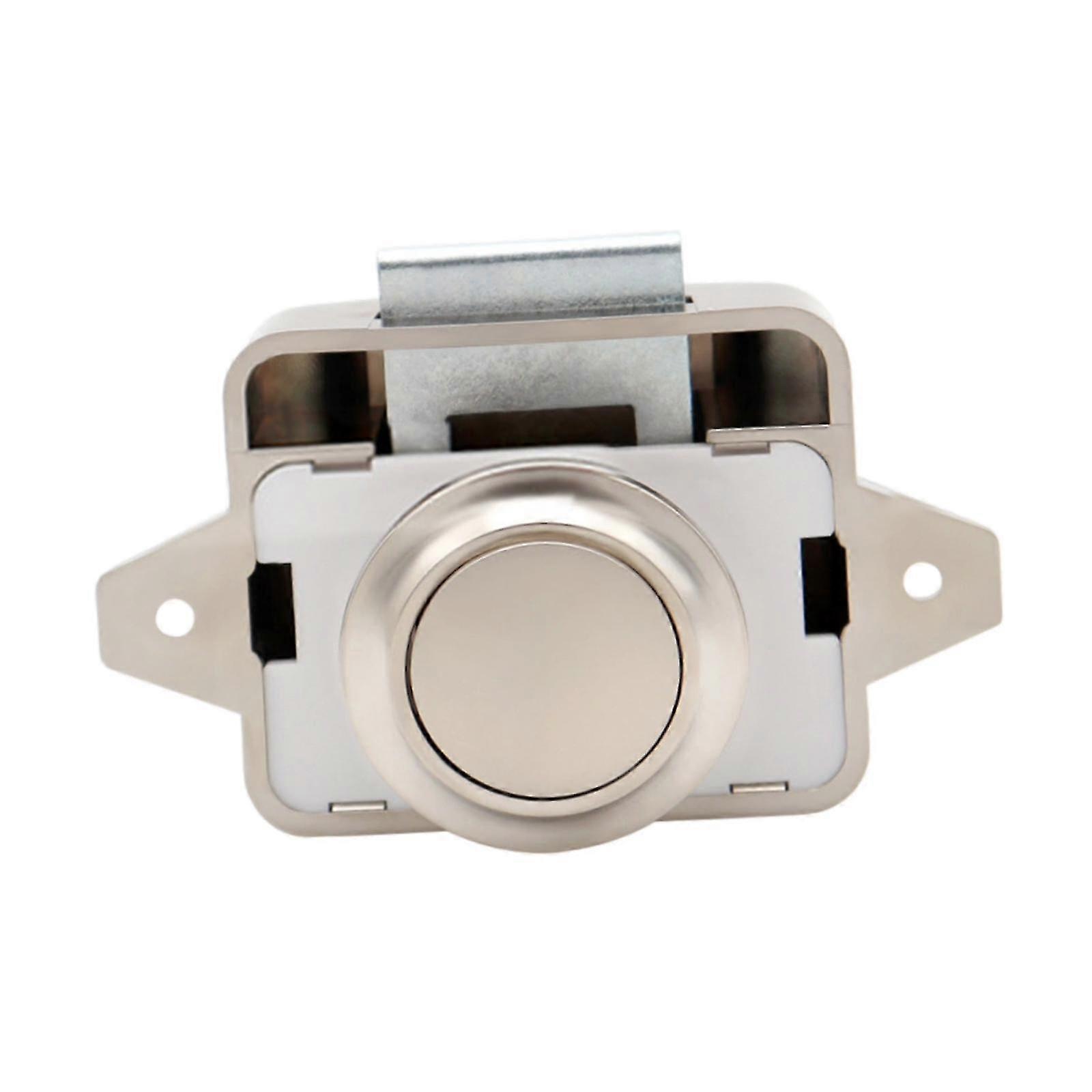 Generic Push Button Latch Lock, Easy to Use, for Home Campervan Motor-color: Silver