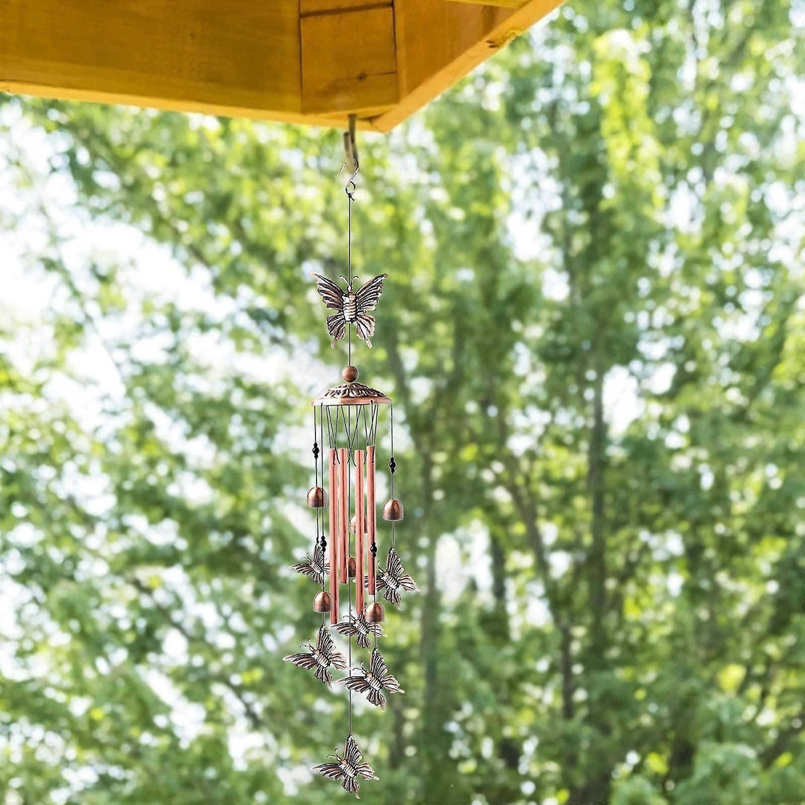 Wind Chimes For Outside,Butterfly Wind Chime Deep Tone With Metal Pipe&Hanging