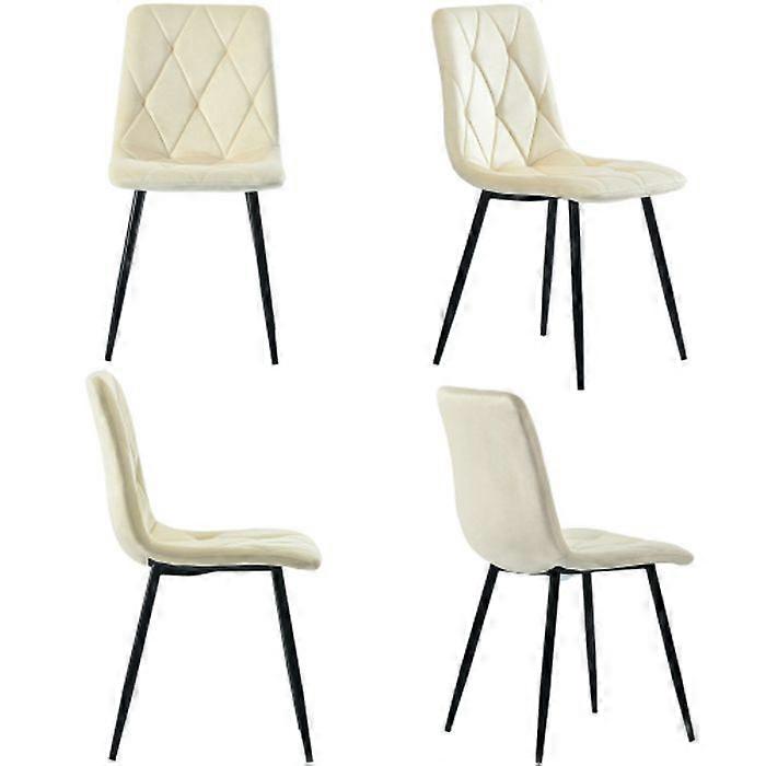 Krzesła do jadalni (4 szt.), beżowe, zestaw 4 tapicerowanych krzeseł designerskich, aksamitne krzesła do jadalni