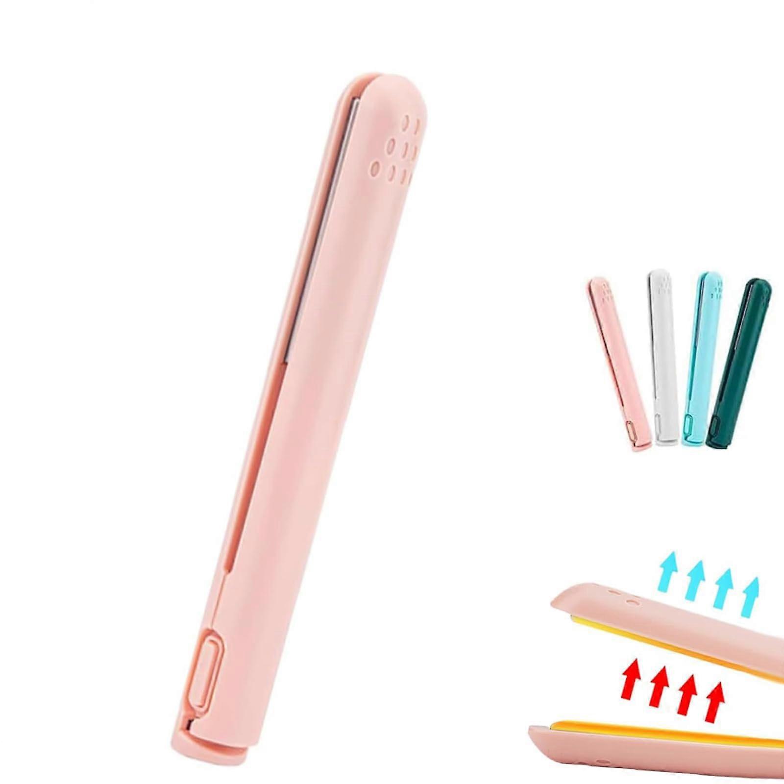 Dualglam Mini Curling Iron, 2in1 Curling Wand and Flat Iron (Pink)