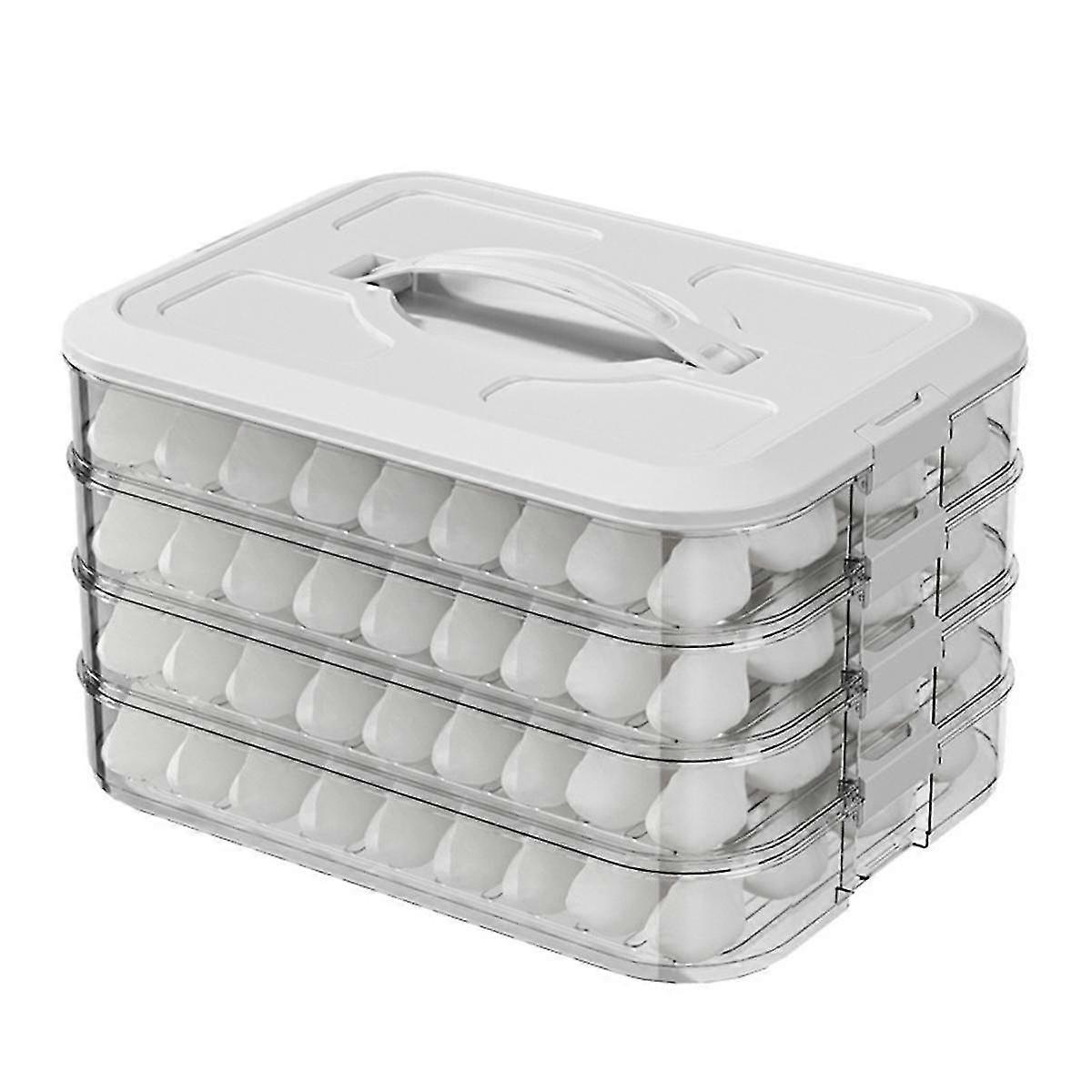 Dumpling Box,4 Layers Freezer Safe Food Storage Containers, Stackable Snack Container with Lid, Coo-