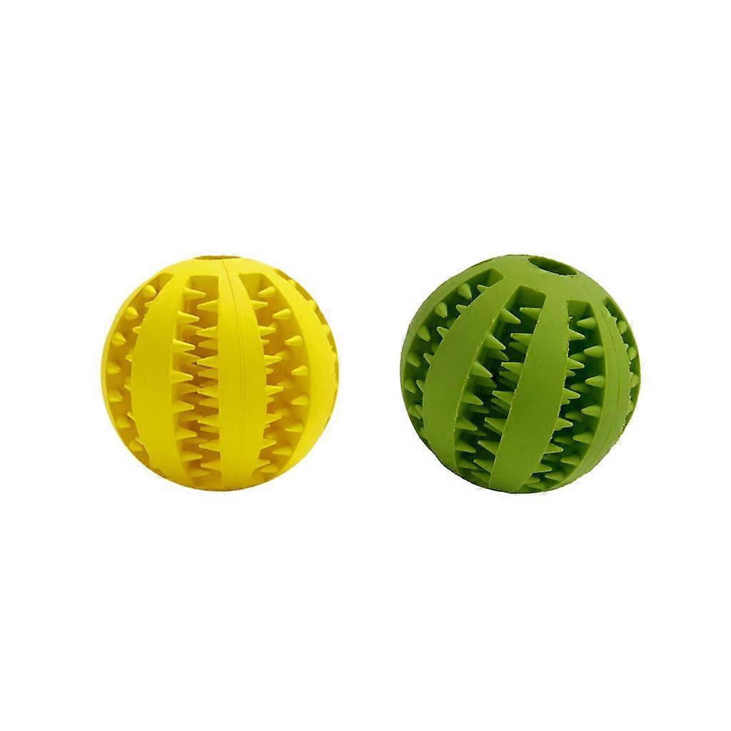 2Pcs 5cm Dog Teething Chewing Toy Balls Food Dispensing Interactive Playing